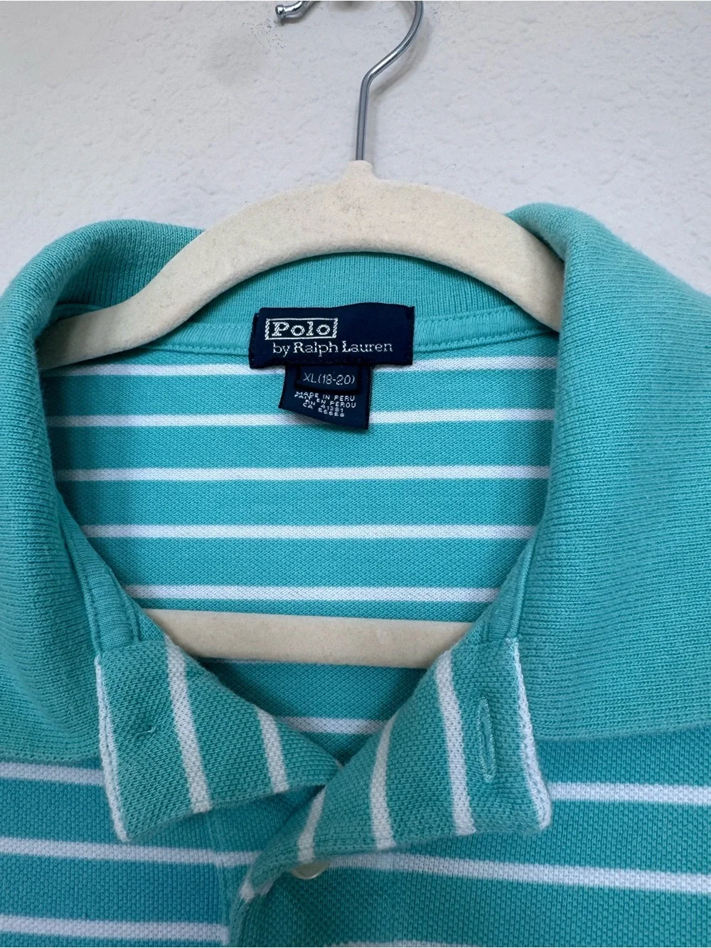 Vintage Y2K Polo Ralph Lauren Striped Polo Shirt - Aqua/Turquoise